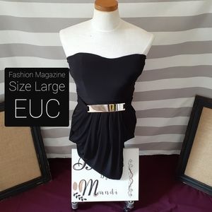 Large Black Sweetheart Mini Dress Gold Belt